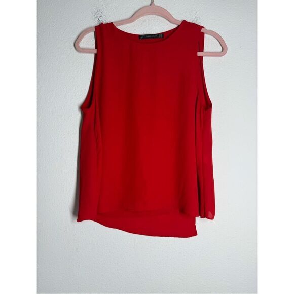 Zara Trafaluc Collection Red Asymmetric Tank Top Size M - Picture 1 of 7